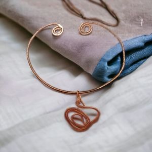 Orchid & Vine Artisan Hammered Copper Wire Necklace Handmade
